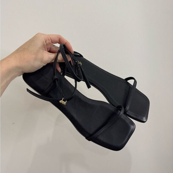 Anine Bing Invisible Flat Sandal Black Leather - Picture 14 of 16